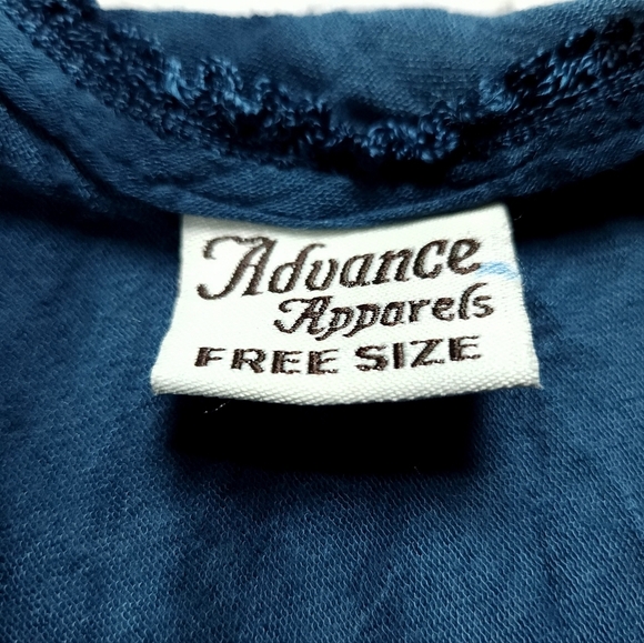 Vintage Blue Lace Up Neck Flowy Eyelet Top - Picture 5 of 9